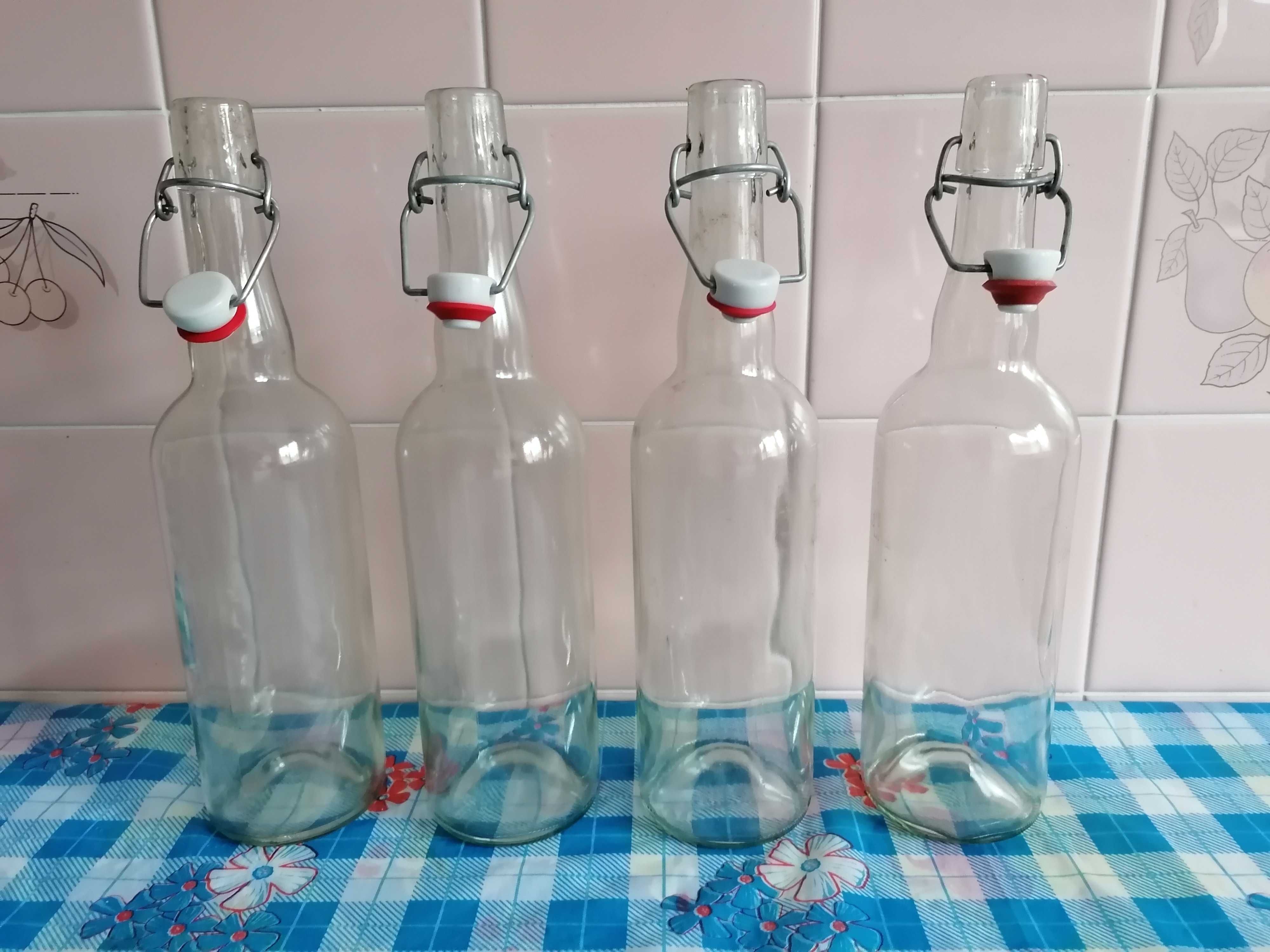 Butelki szklane stare z zatyczkami poj. 0,8 litra - 4 szt. kpl.