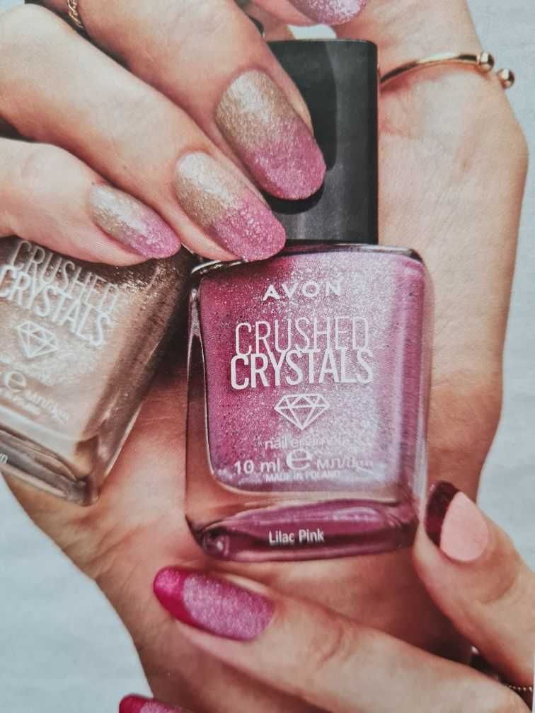 Avon lakier z brokatem crushed crystals Lilac Pink nowy