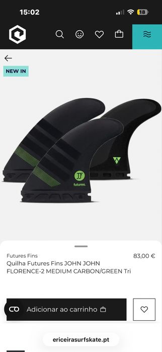 Quilha Futures Fins JOHN JOHN FLORENCE - MEDIUM CARBON/GREEN Tri