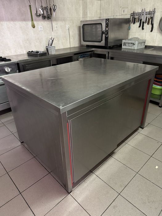 Bancada central ilha em inox para cozinha restaurante