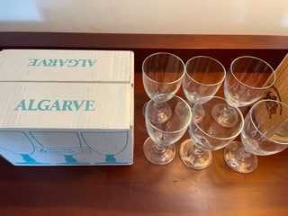Conjunto de 6 copos de vinho  CRISAL ALGARVE - Nunca usados