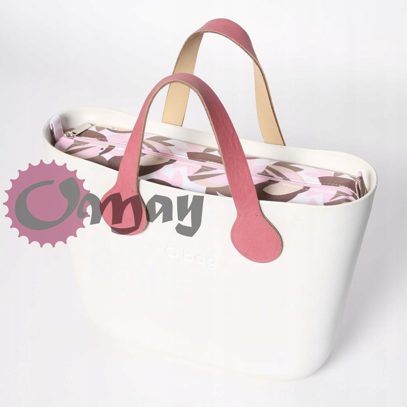 organizer OBAG MINI tukany beż róż pudrowy 2 kieszenie wnętrze OMAY