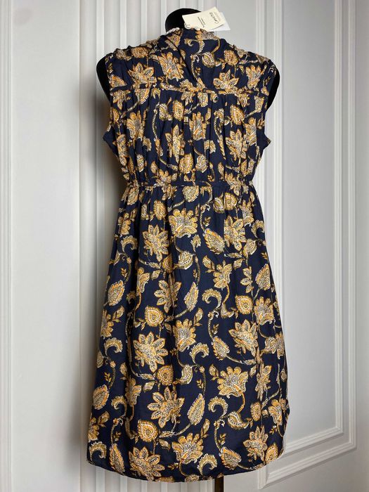 Nowa sukienka mini granatowa w kwiaty 36 S Mango oversize 100% bawełna