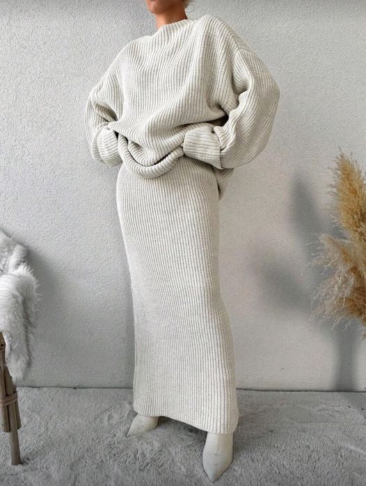 Komplet dzianinowy damski m oversize