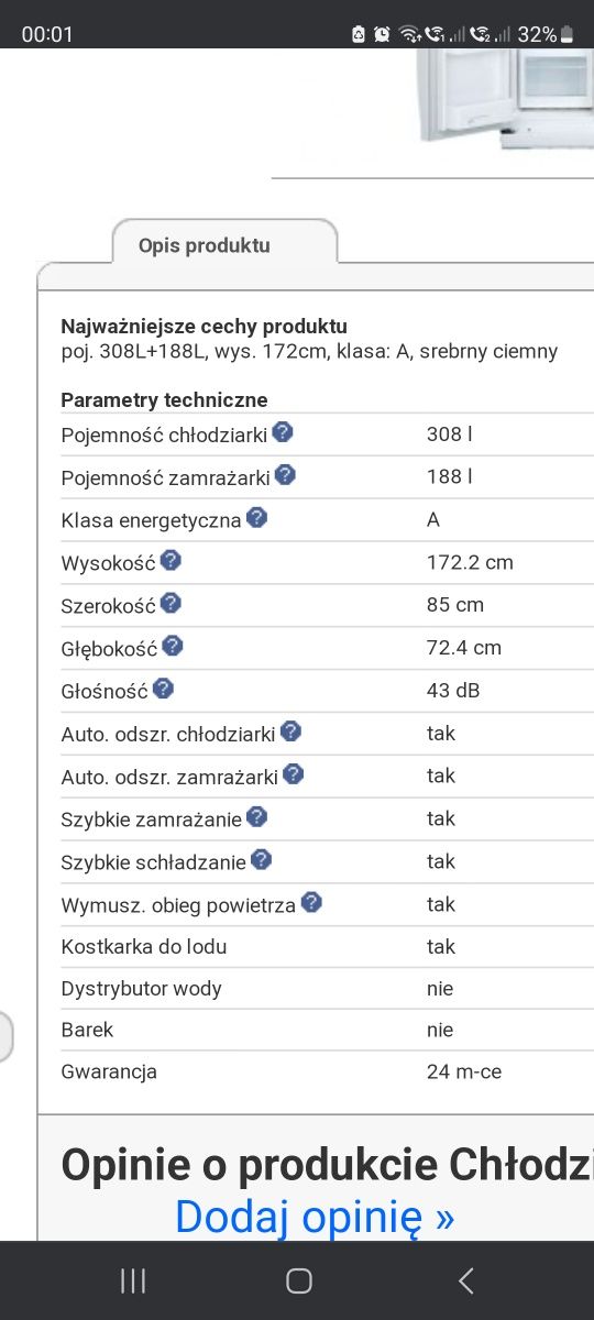 Lodówka dwuskrzydłowa Samsung