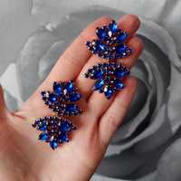 Kolczyki kryształowe niebieskie chabrowe cyrkonie