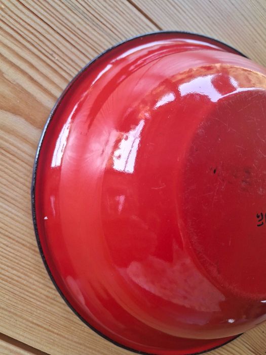 Czerwona miska emaliowana PRL 20cm