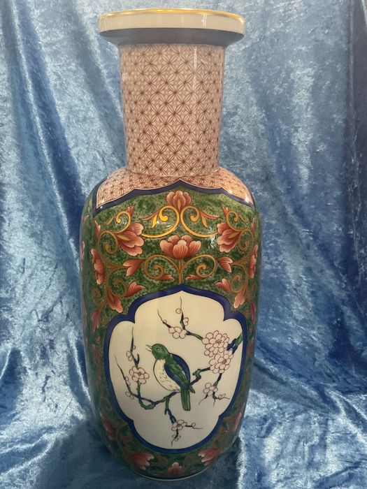 Vista alegre vaso Ansham pintura a ouro manual 38 cm alt.