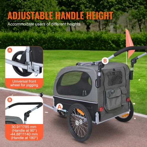 Dog Bike Trailer, suporta até 88 libras, porta-bicicletas 2 em 1 para