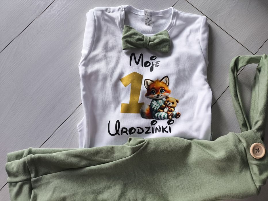 Komplet elegancik chłopiec roczek pierwsze urodziny safari farma rok