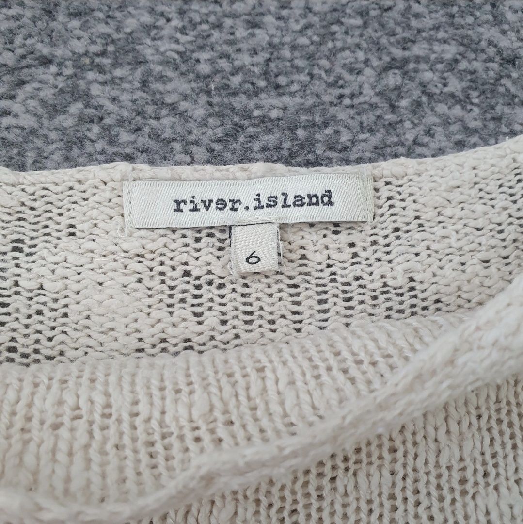Ażurowa bluzka cienki sweterek rękaw 3/4 River Island 34 36 xs s
