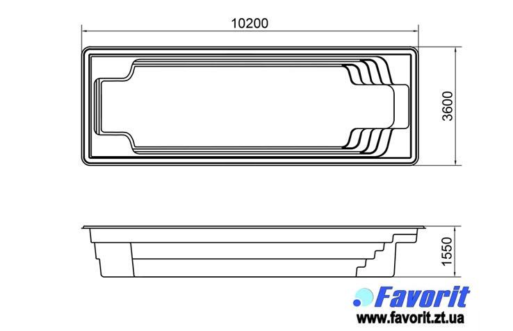 Басейн скловолоконний Favorit Oscar 10 Фаворит Оскар