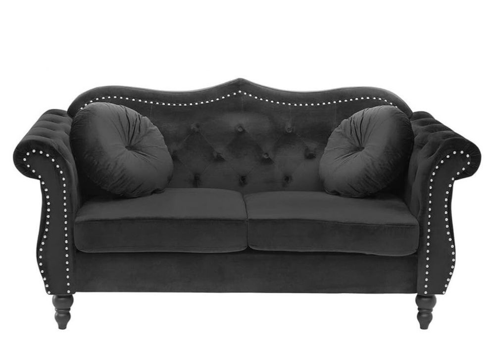 Sofa glamour czarna dwuosobowa