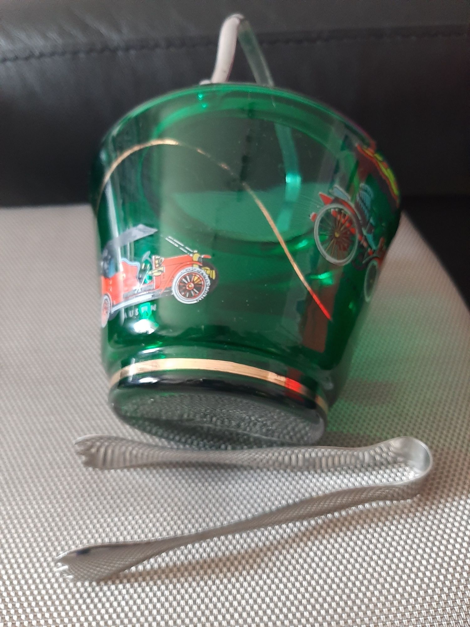 balde pinça gelo vidro verde