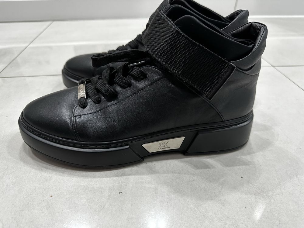 Sneakers Prada czarne skorzane eleganckie meskie 45