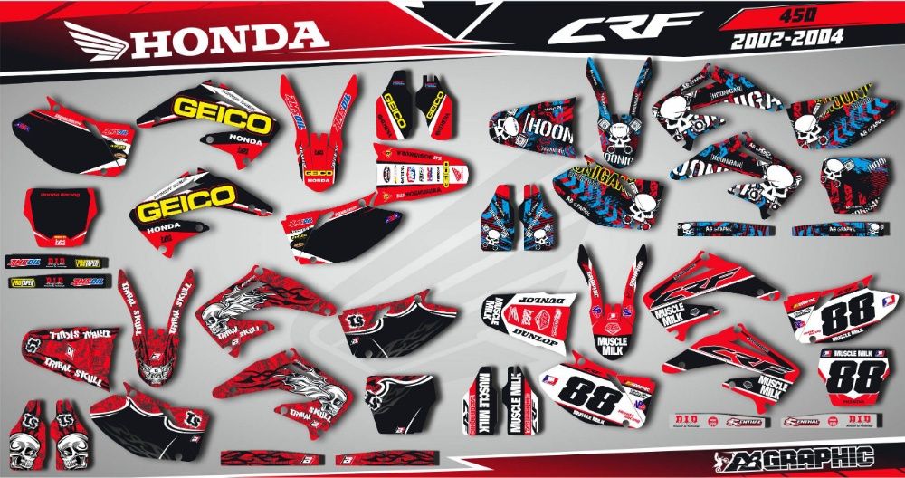 Наклейки Графіка на Мото Honda CR CRF XR FMX 85 125 150 250 450 650