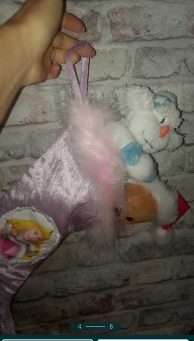 Mikolaj- grający świecący balwanek+ piernikowy ludzik i skarpeta