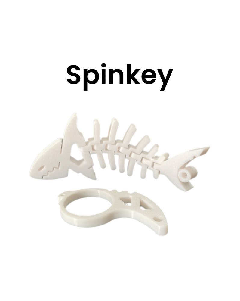 Brelok do kluczy biały keyspinery + rybka by spinkey.com