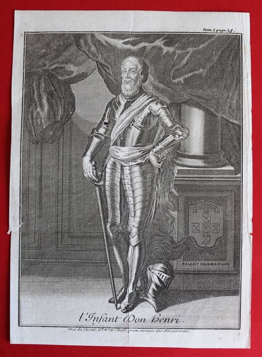 Infante D. Henrique Grão Mestre Ordem Cristo gravura 1733, rara