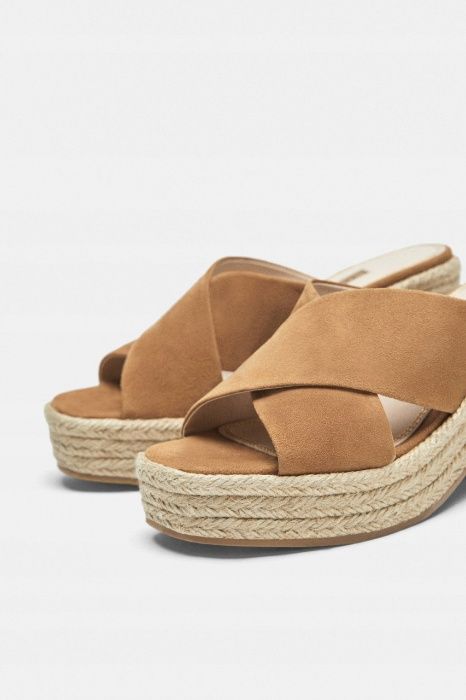 ZARA Buty Skórzane Skóra Nude Klapki ESPADRYLE Metki Okazja 36