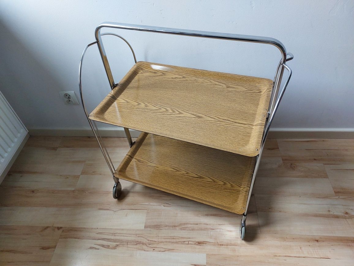 barek / wózek barowy vintage składany proj. lata 70-te chromowany