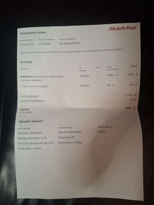 Nintendo switch oled z gwarancja