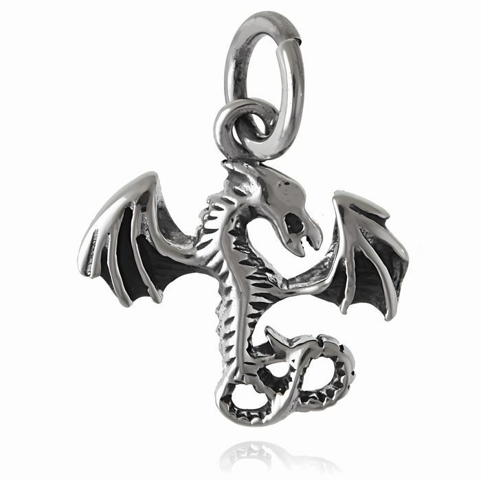 Oksydowany Srebrny Wisior Wisiorek Smok Dragon Srebro 925 W0633