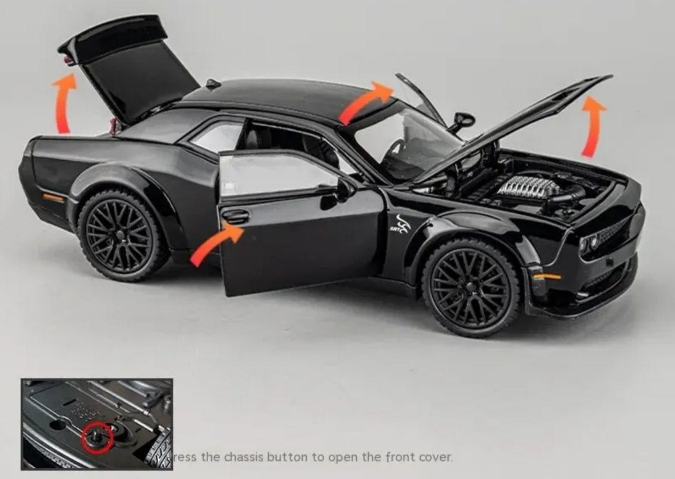 Model auta Dodge Challenger Hellcat czarny 1:32 Nowy