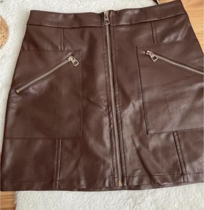 Юбка кожзам шоколадный цвет
