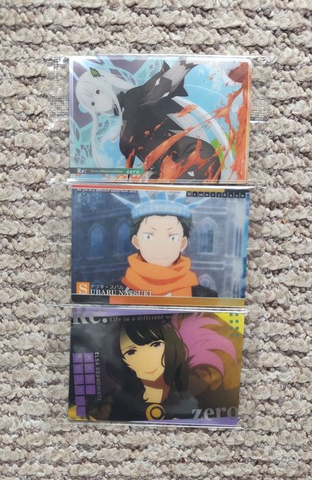 Re:Zero karty kolekcjonerskie bandai anime manga rem ram emilia