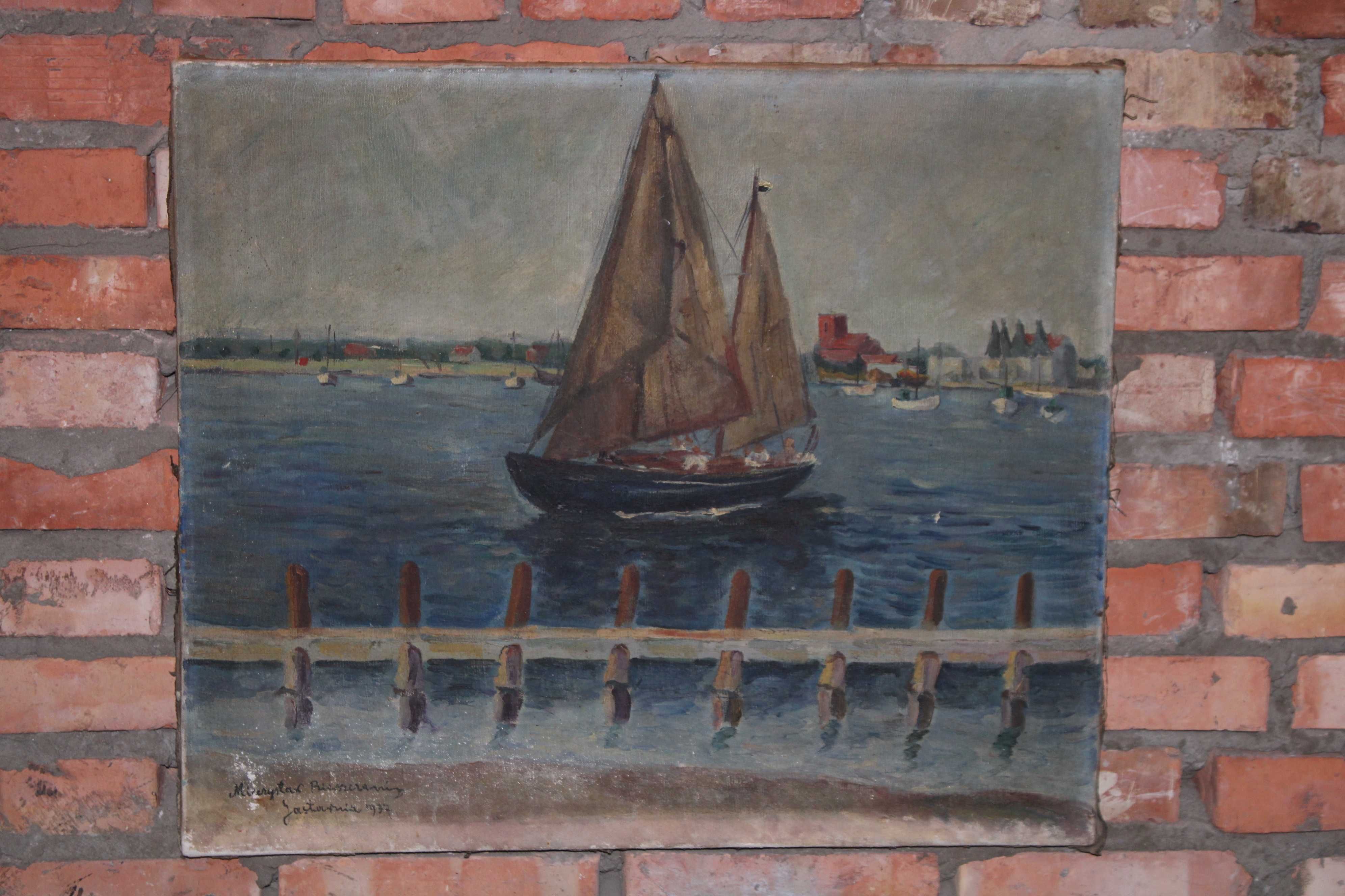 Obraz  Kolekcjonerski Mieczysław Bieszczanin - Port Jastarnia 1937