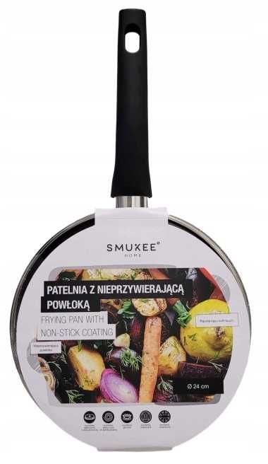 GŁĘBOKA PATELNIA Z POKRYWKĄ 24cm Wszystkie Kuchnie Proste Boki Smukee