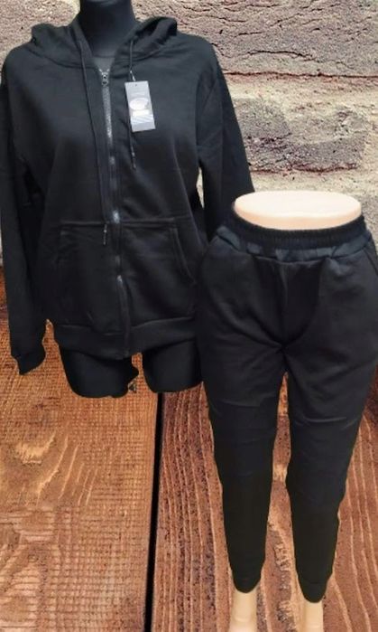 dres komplet damski ocieplany bluza kaptur spodnie z kieszeniami 2xl