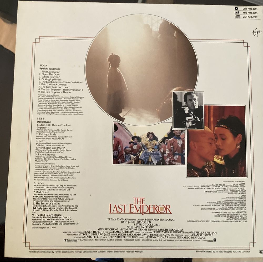 The Last Emperor Soundtrack LP by Ryuichi Sakamoto...