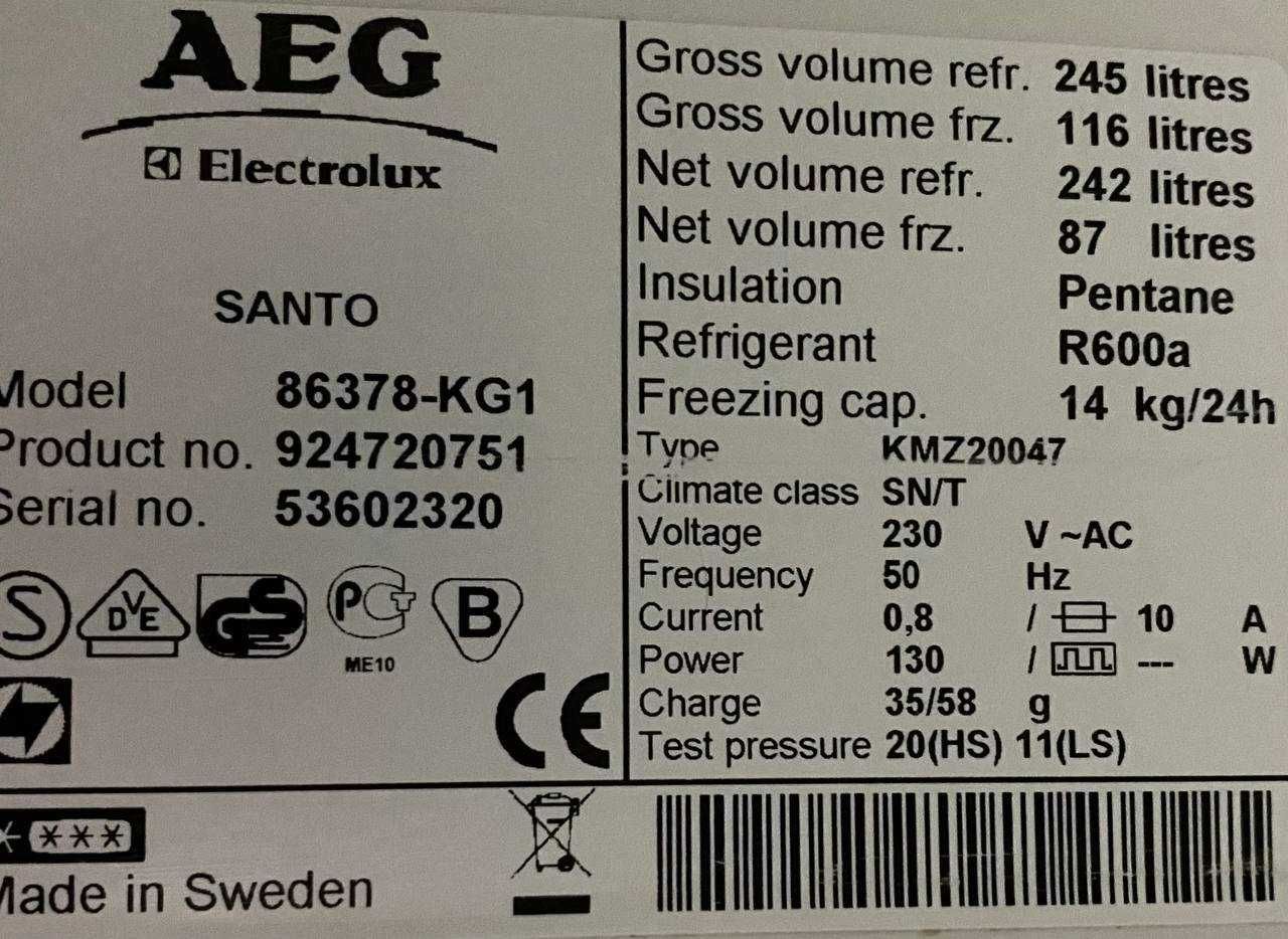 Холодильник AEG Santo 86378 KG-1 ( 200 см) з Європи