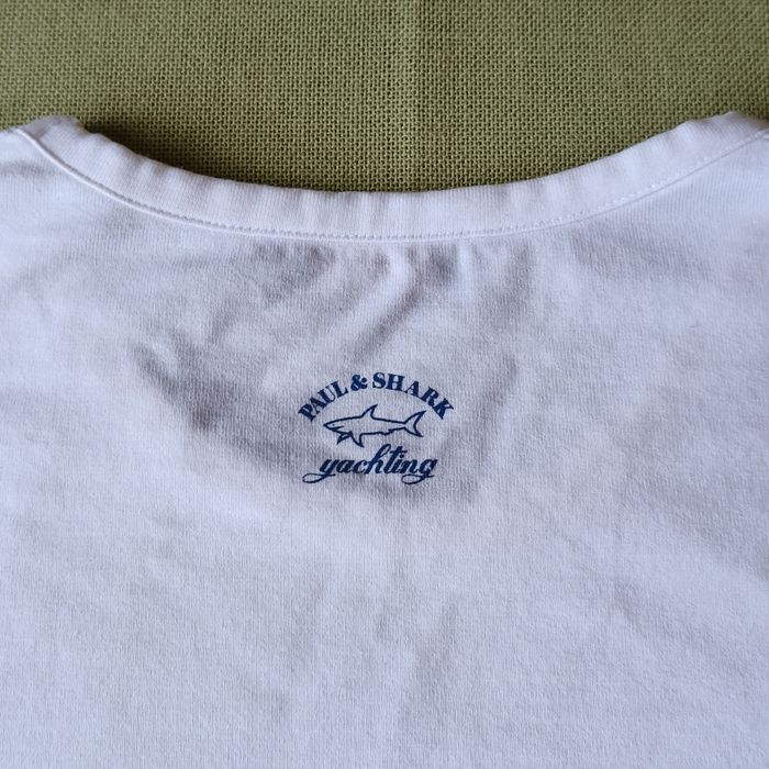 Biały T-shirt z napisem Paul & Shark yachting