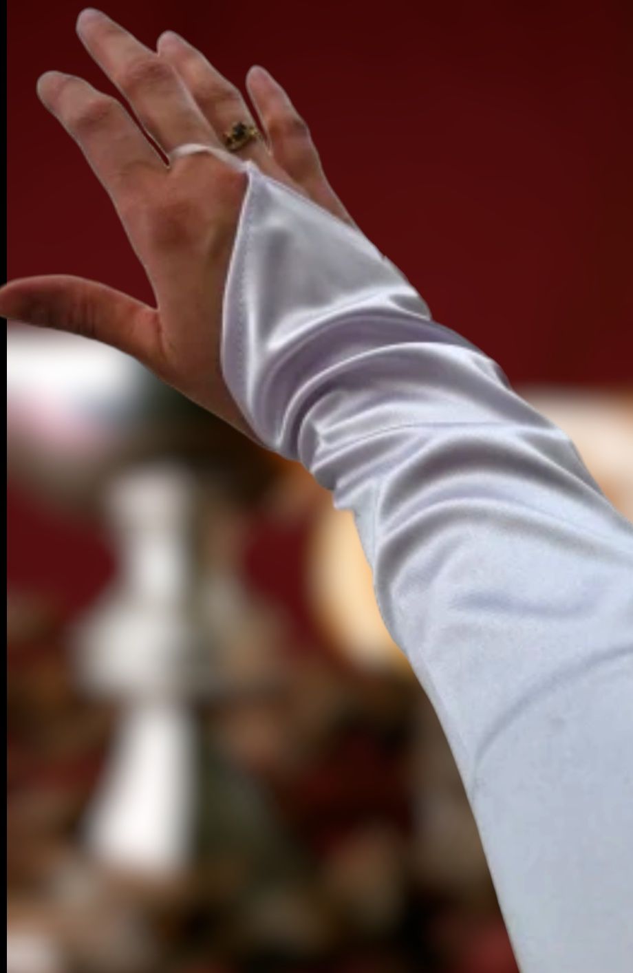Długie rękawiczki ślubne białe mitenki bez palców na komunię ślub ouji