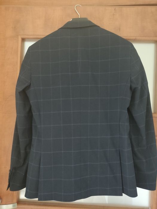 Garnitur granatowy w kratkę męski