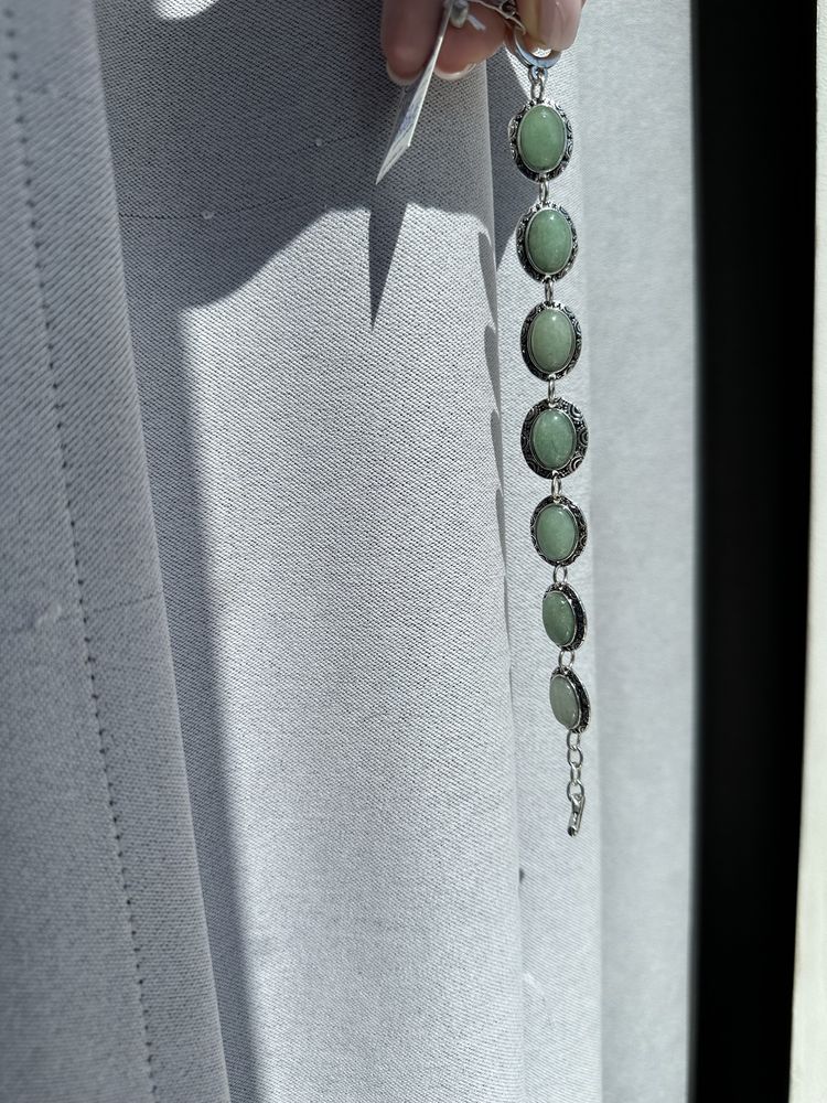 Нефрит комплект нефритовий браслет сережки намисто нефрит