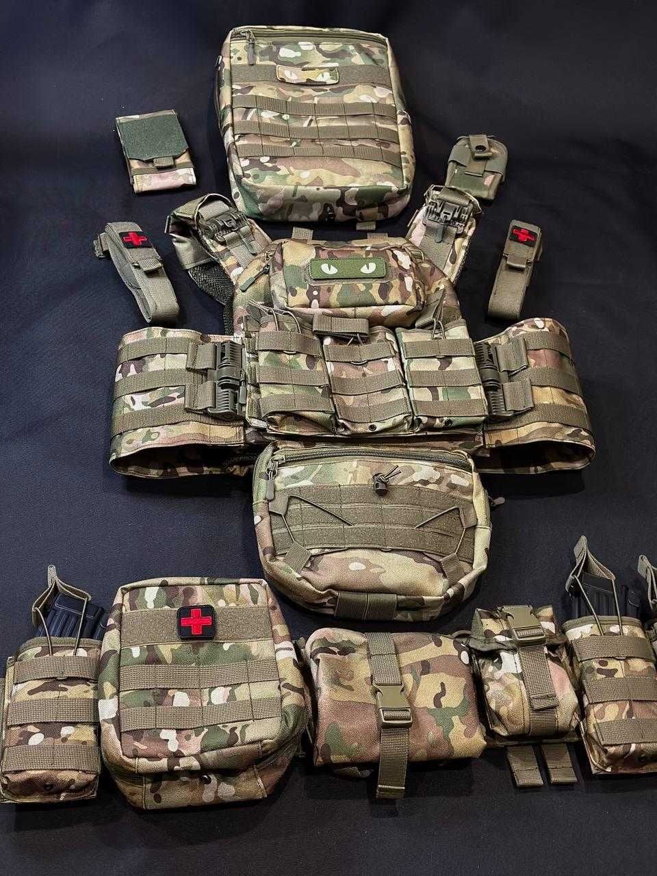 Комплект Плитоноска  з боковими карманами+РПС+напашник +рюкзак+12 підс