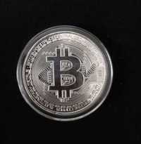 Bitcoin kryptowaluta moneta na prezent kolekcjonerska srebrna