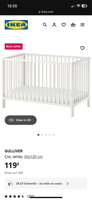 IKEA Gulliver berço, colchao, almofada, protetores, edredon, lençois