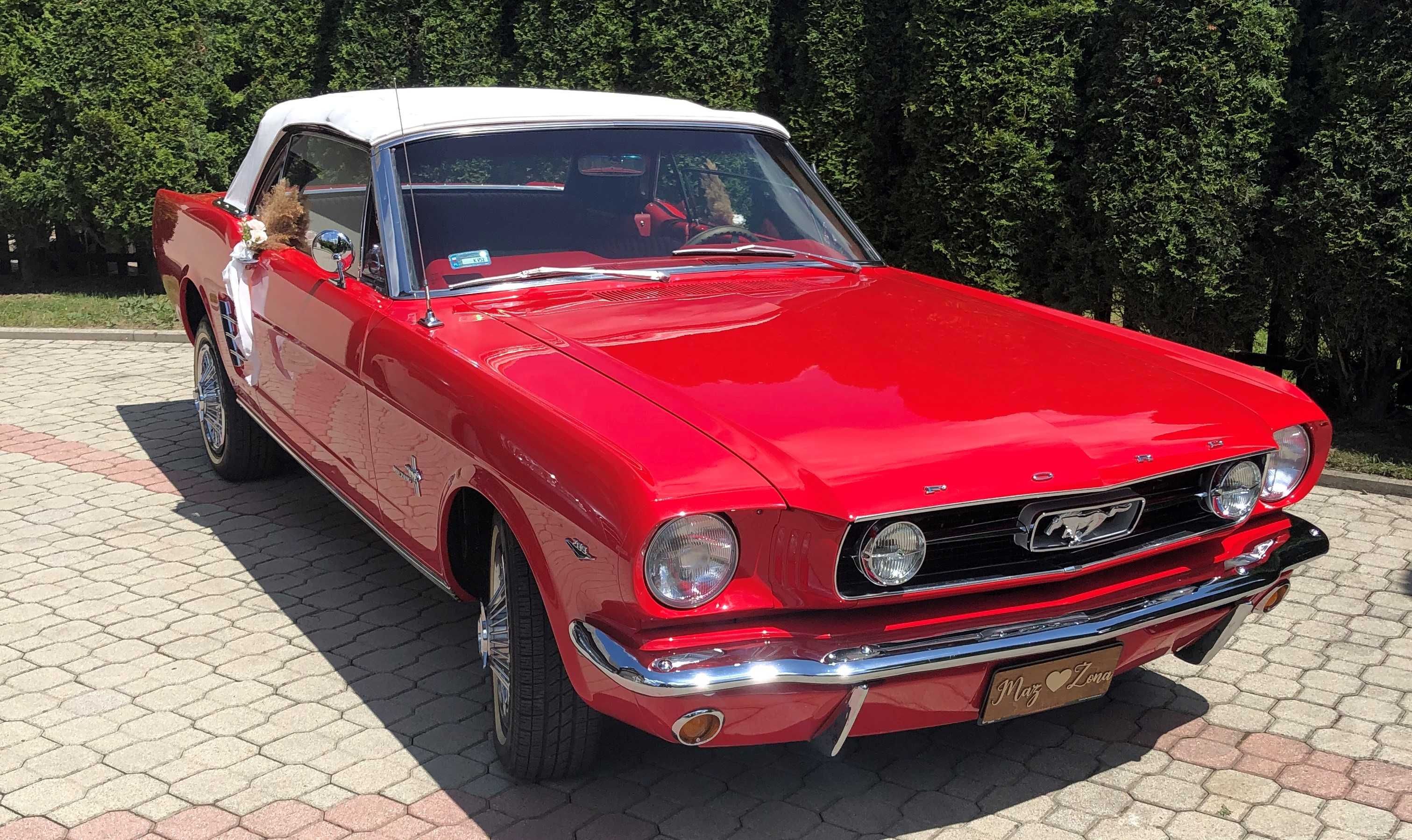 Zabytkowy samochód do  Ślubu. Mustang Cabrio 1966