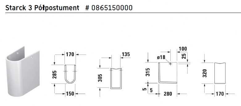 Umywalka Duravit Starck 3 + akcesoria komplet 30065, 86515