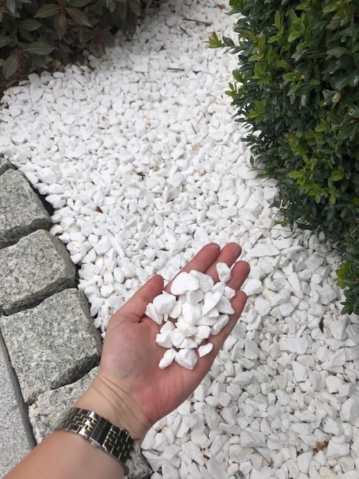 ŚNIEŻNOBIAŁY OTOCZAK GRECKI Biały Kamień Ogrodowy Grys Marmur Thassos