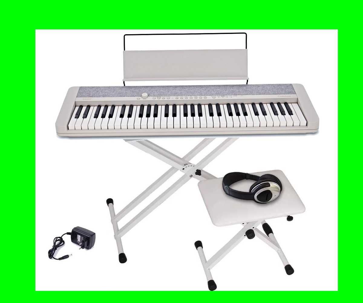 CASIO CT-S1 Białe Pianino + Statyw + Ławka + Słuchawki | ZESTAW