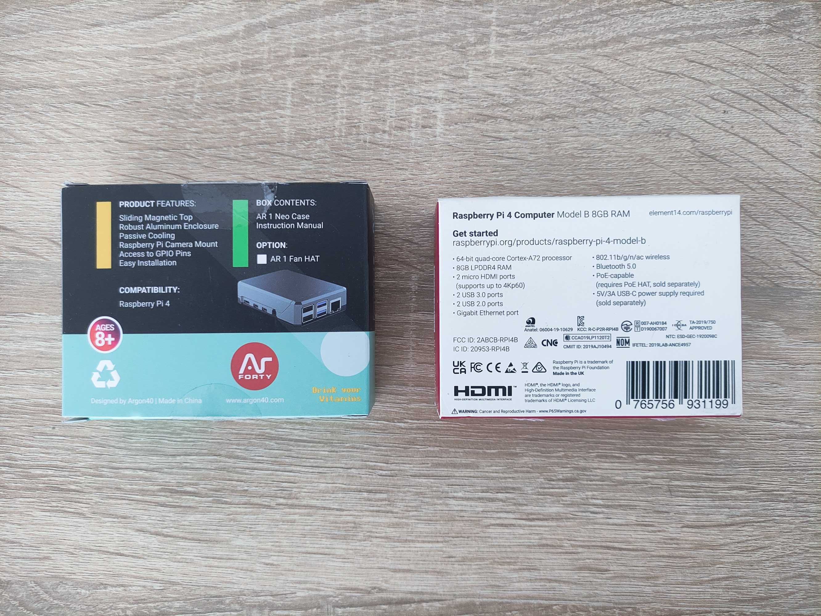 Raspberry Pi 4 8Gb, БЖ 5В 3А, камера Raspberry Pi, корпус Argon NEO