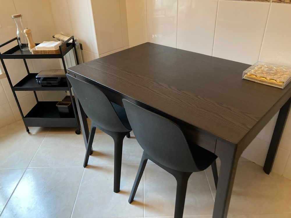 Mesa extensível, castanho escuro