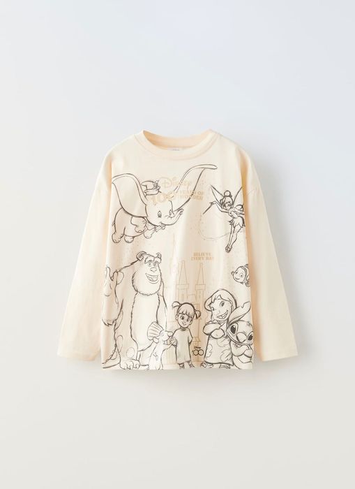 Кофта ZARA нова 152 Disney дівчача бавовна лонгслів футболка бежева