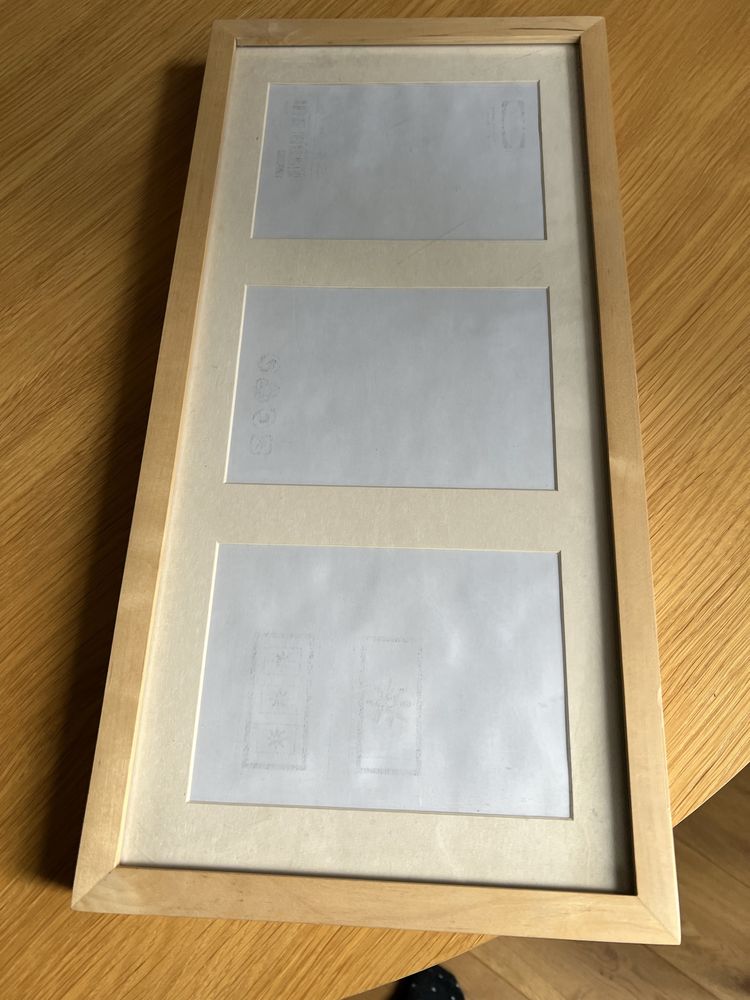 Potrójna ramka Ikea Ribba drewniana jasna